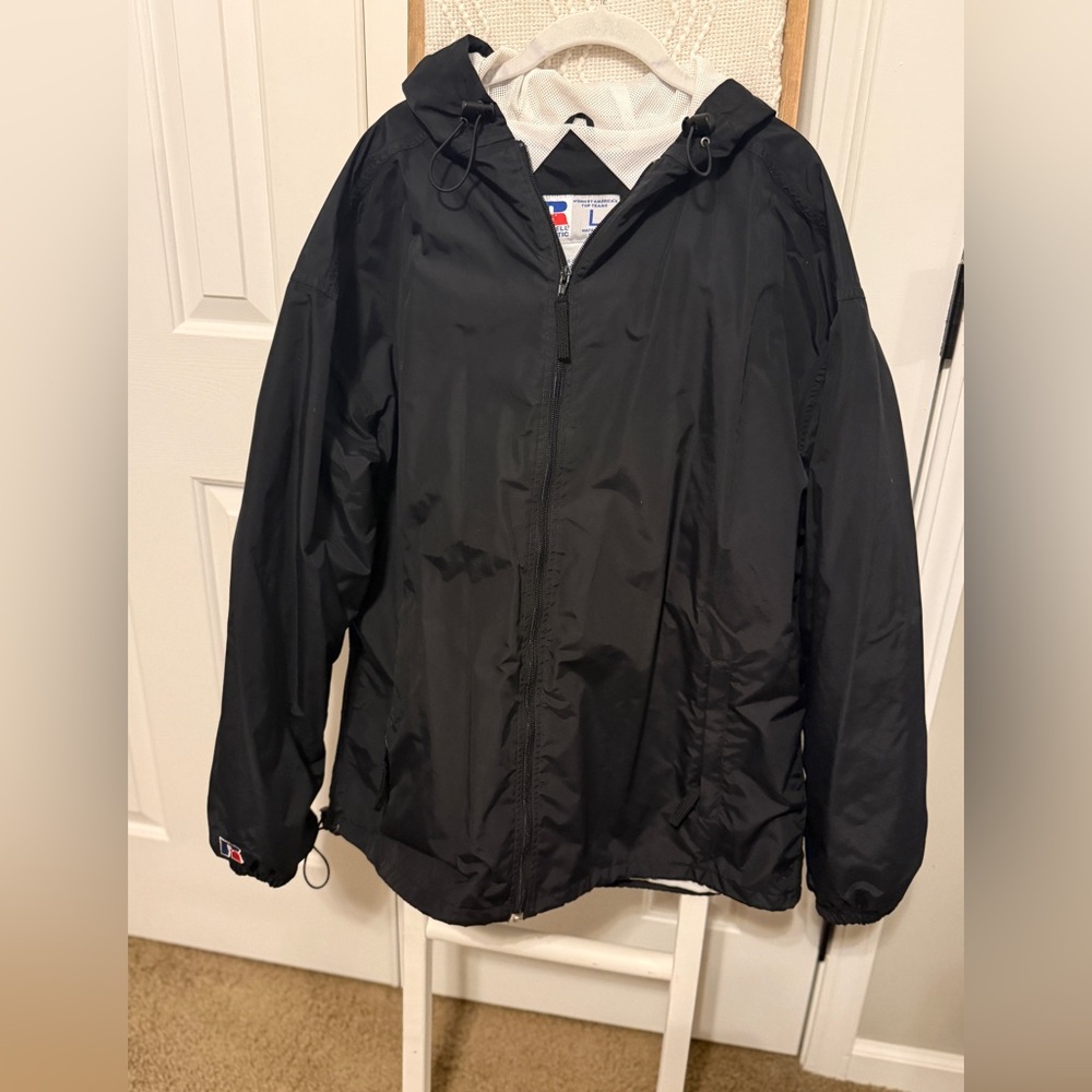 Russell Athletic Black Windbreaker Rain Jacket